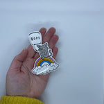 Nope Cat Vinyl Sticker: Grumpy Cat on Rainbow