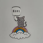 Nope Cat Vinyl Sticker: Grumpy Cat on Rainbow