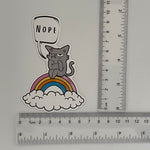 Nope Cat Vinyl Sticker: Grumpy Cat on Rainbow