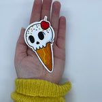 Ice Scream Skull Vinyl Sticker: Funny Goth Laptop Decal