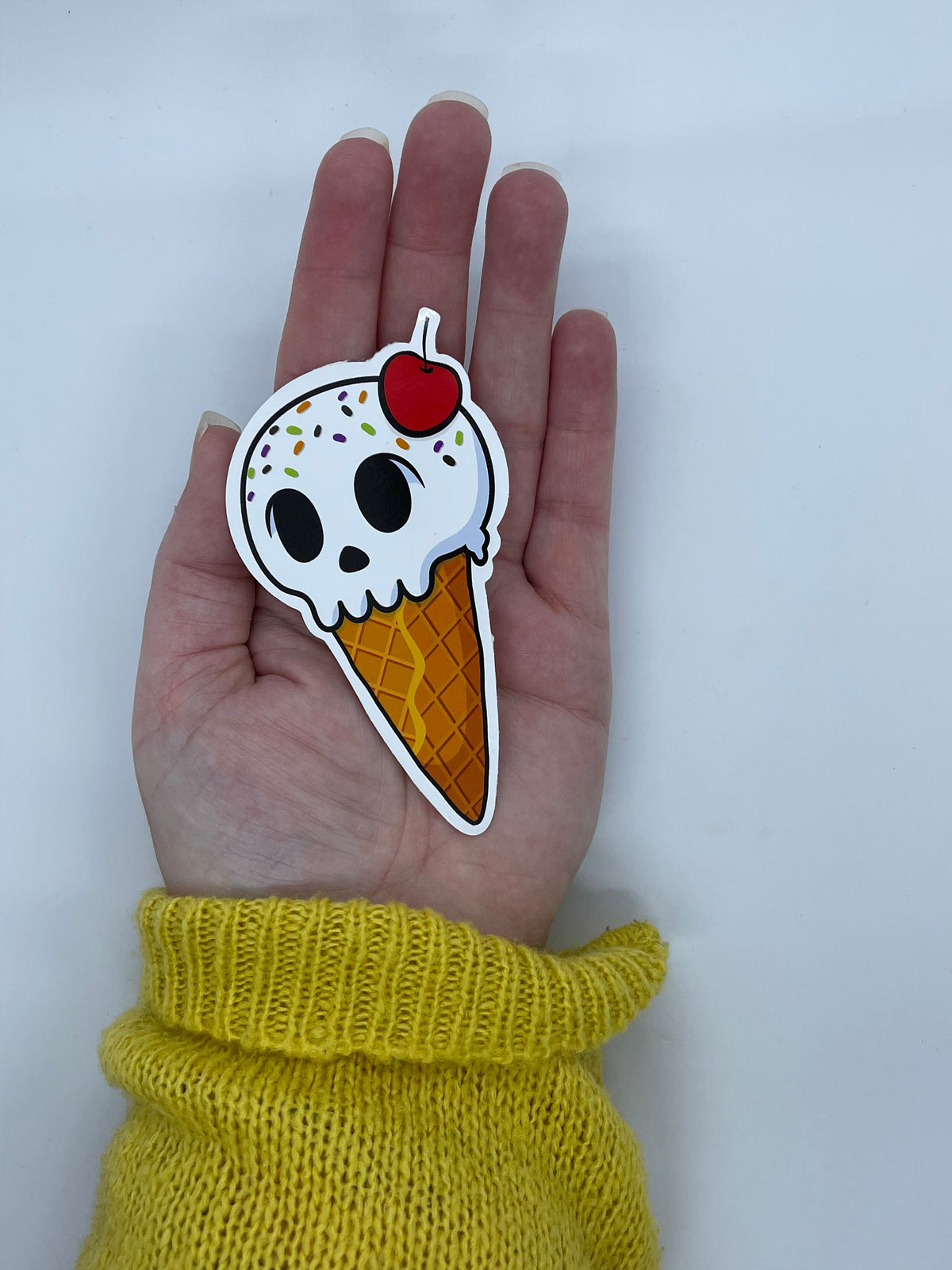 Ice Scream Skull Vinyl Sticker: Funny Goth Laptop Decal