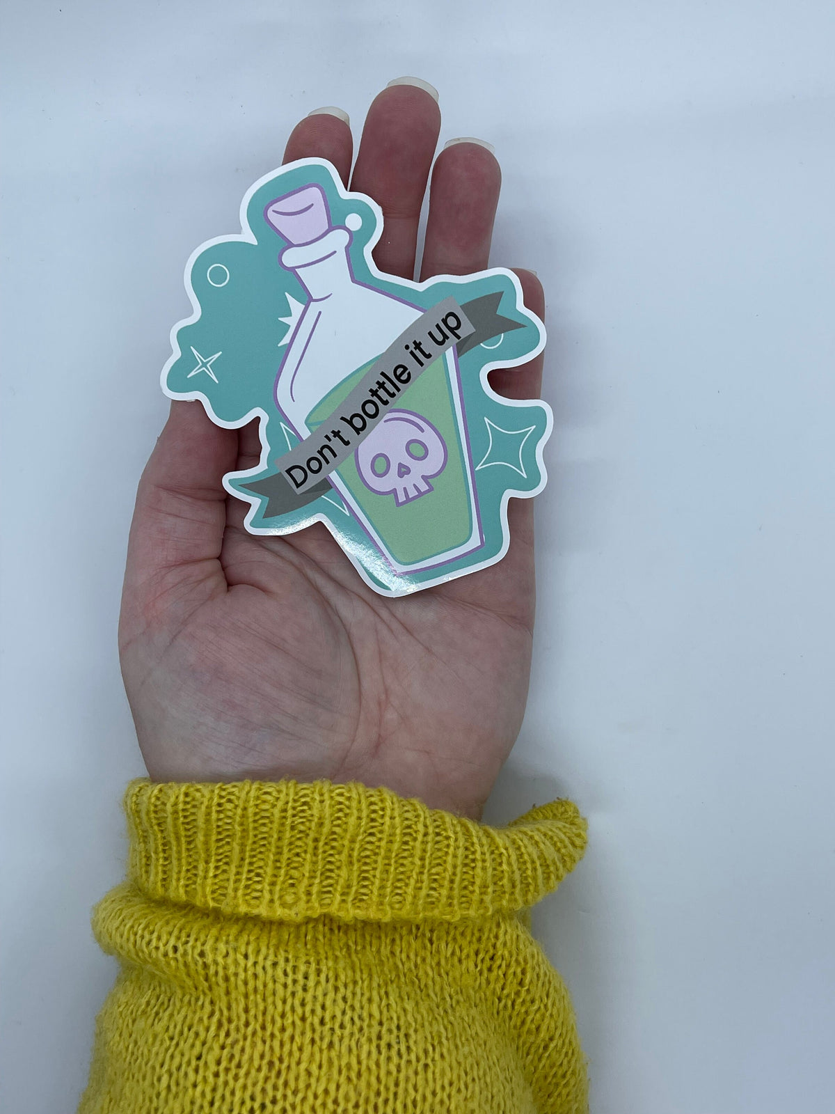 Don't Bottle It Up Glossy Vinyl Sticker, Mental Health Gift