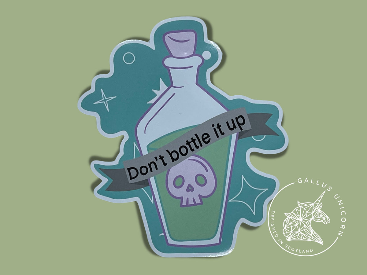 Don't Bottle It Up Glossy Vinyl Sticker, Mental Health Gift