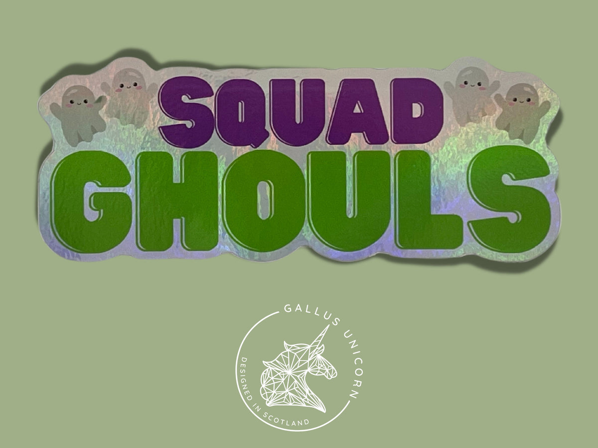 Squad Ghouls Sticker: Iridescent Holographic Vinyl Ghost Pun