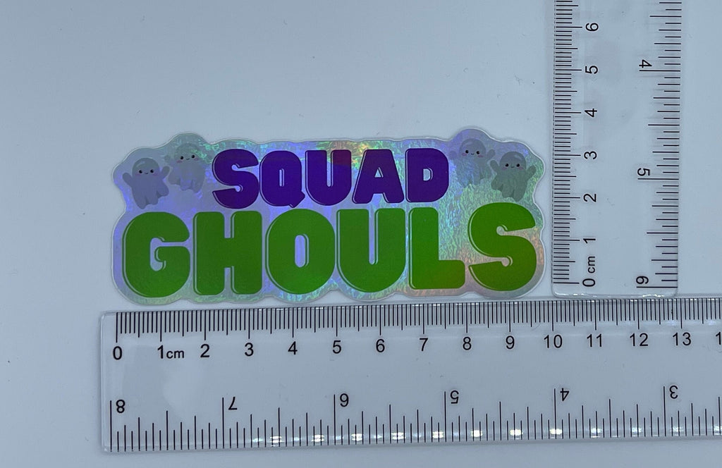 Squad Ghouls Sticker: Iridescent Holographic Vinyl Ghost Pun