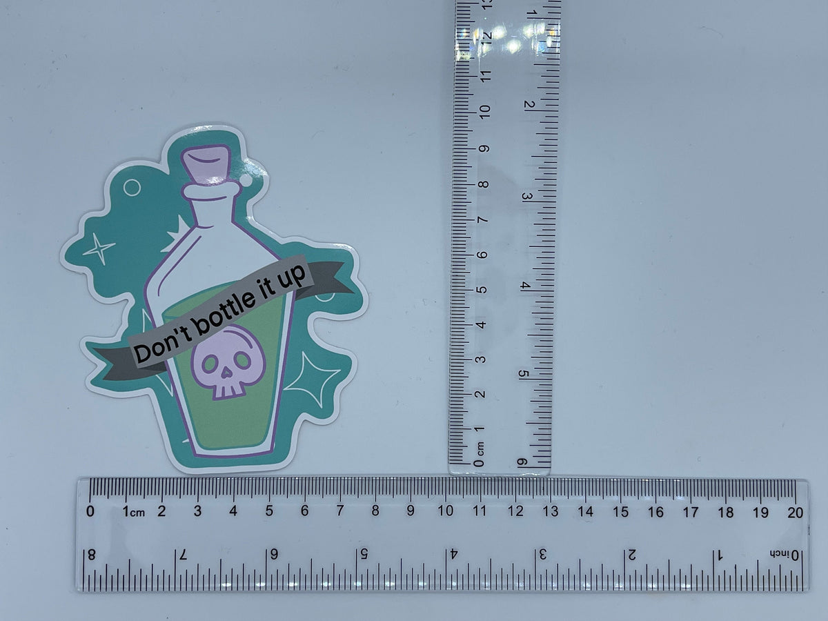 Don't Bottle It Up Glossy Vinyl Sticker, Mental Health Gift