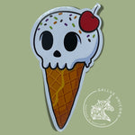 Ice Scream Skull Vinyl Sticker: Funny Goth Laptop Decal