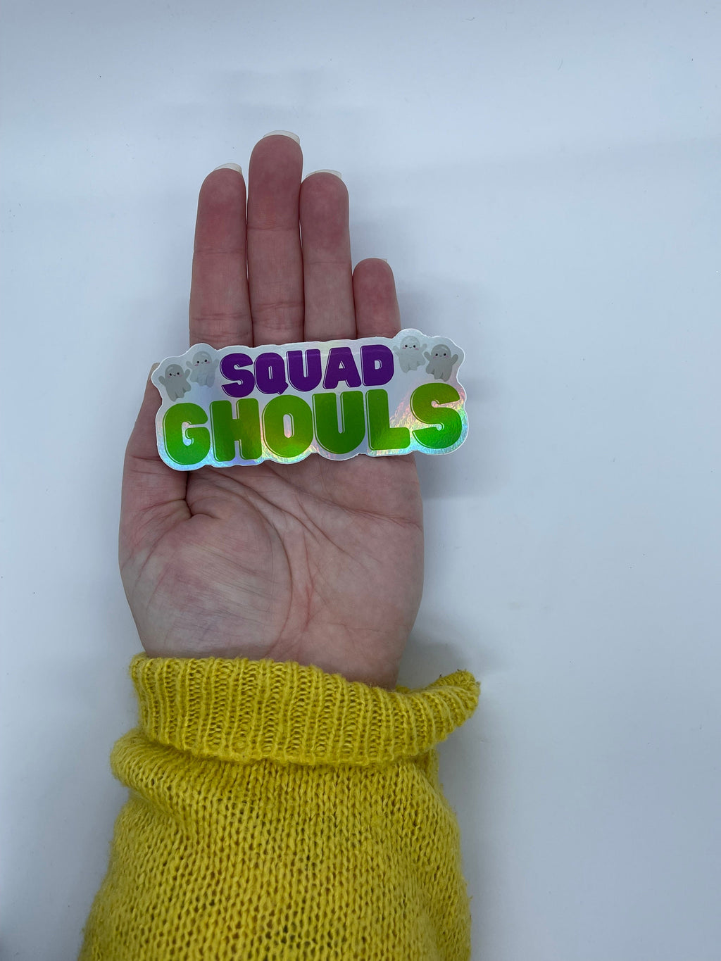 Squad Ghouls Sticker: Iridescent Holographic Vinyl Ghost Pun