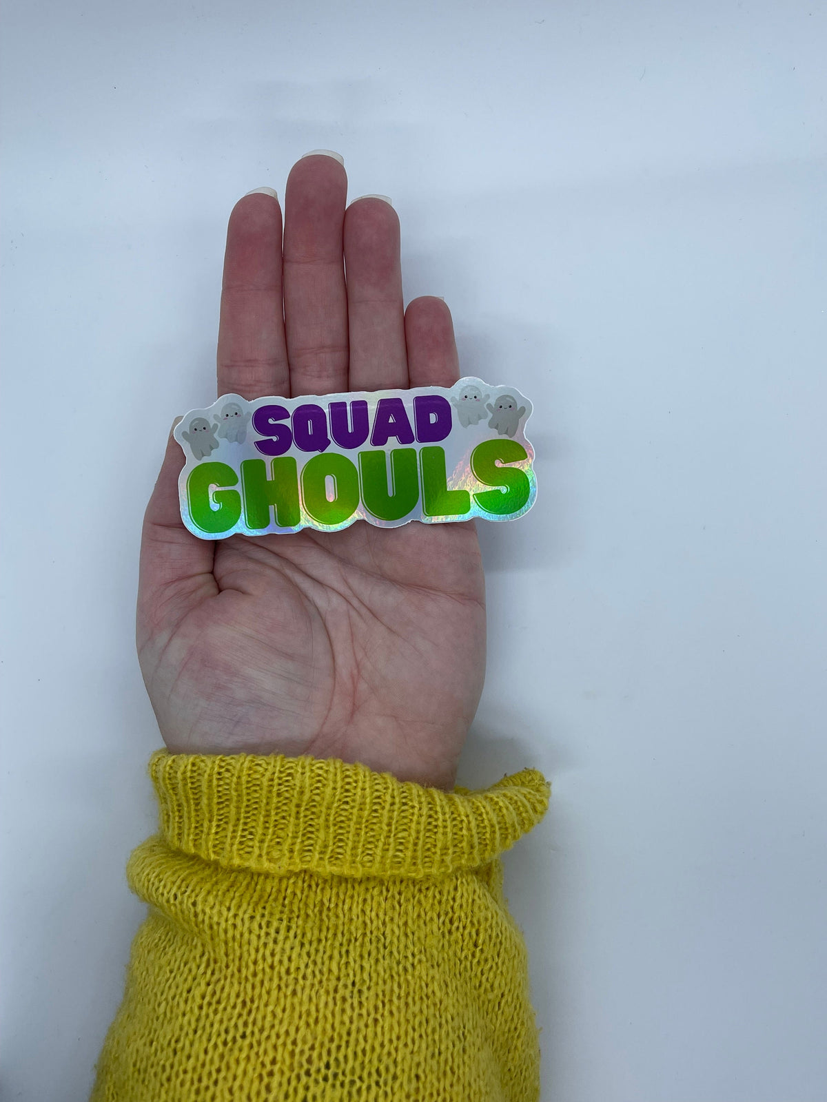 Squad Ghouls Sticker: Iridescent Holographic Vinyl Ghost Pun
