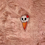 Ice Scream Skull Acrylic Pin: Spooky Sweet Treat, Recycled Acrylic