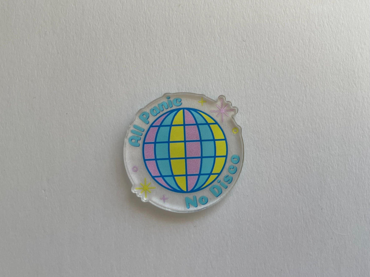 All Panic No Disco Acrylic Pin: Pastel Disco Ball Brooch