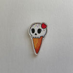 Ice Scream Skull Acrylic Pin: Spooky Sweet Treat, Recycled Acrylic