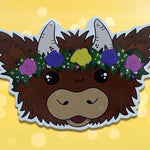 Floral Highland Cow Sticker, Scottish Coo Decal