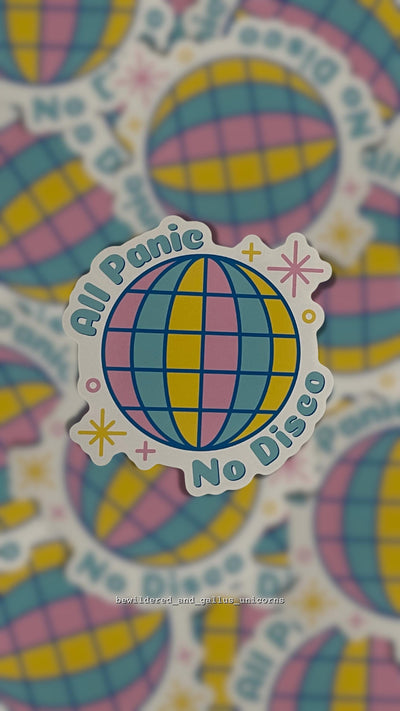 All Panic No Disco Sticker: Pastel Disco Ball Vinyl Decal