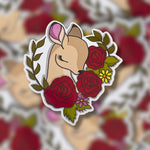 Floral Deer Head Sticker | Rose Woodland Wildlife Art Decal (10cm x 9.5cm)
