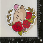 Floral Deer Head Sticker | Rose Woodland Wildlife Art Decal (10cm x 9.5cm)
