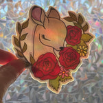 Floral Deer Head Sticker | Rose Woodland Wildlife Art Decal (10cm x 9.5cm)