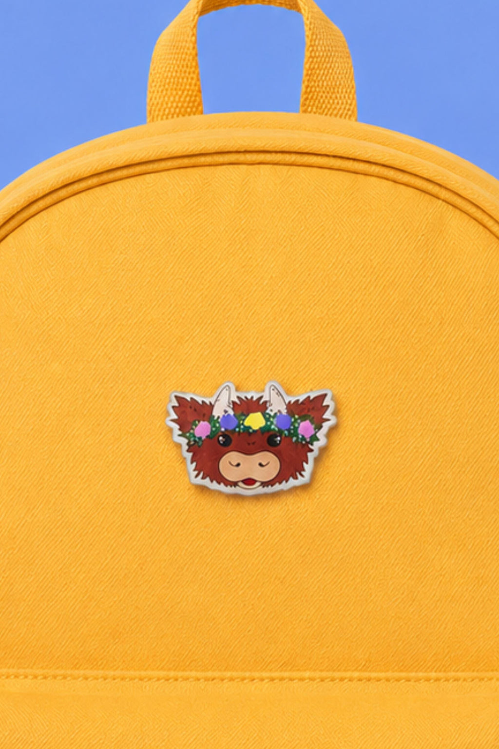 Highland Cow Acrylic Pin: Floral Crown, Scottish Recycled Coo